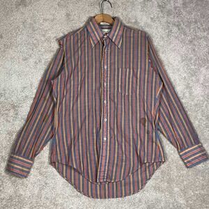 VTG 70s Andhurst Mens Striped Button Up Shirt Blue Red Gold Long Sleeve AS IS